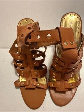 BCBGirls Tan Brown Strappy High Heel Sandals